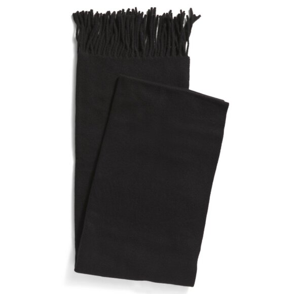 ACNE STUDIOS Black Made In Italy Wool Fringe Trim Scarf - Picture 2 of 2